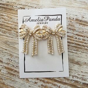 Amelia Panda Gold Bow Brooch